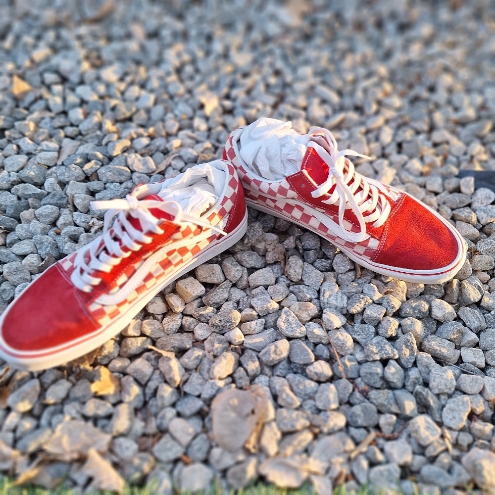 Vans Old Skool Checkerboard Racing Red & White 12 - Picture 3 of 9